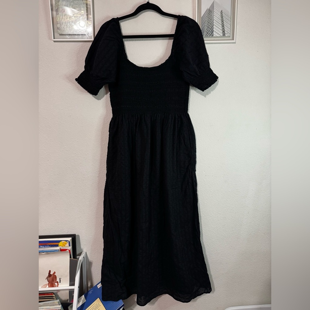Hill House Home The Madeline Nap Dress Black Linear Swiss Dot cotton midi - Picture 8 of 9